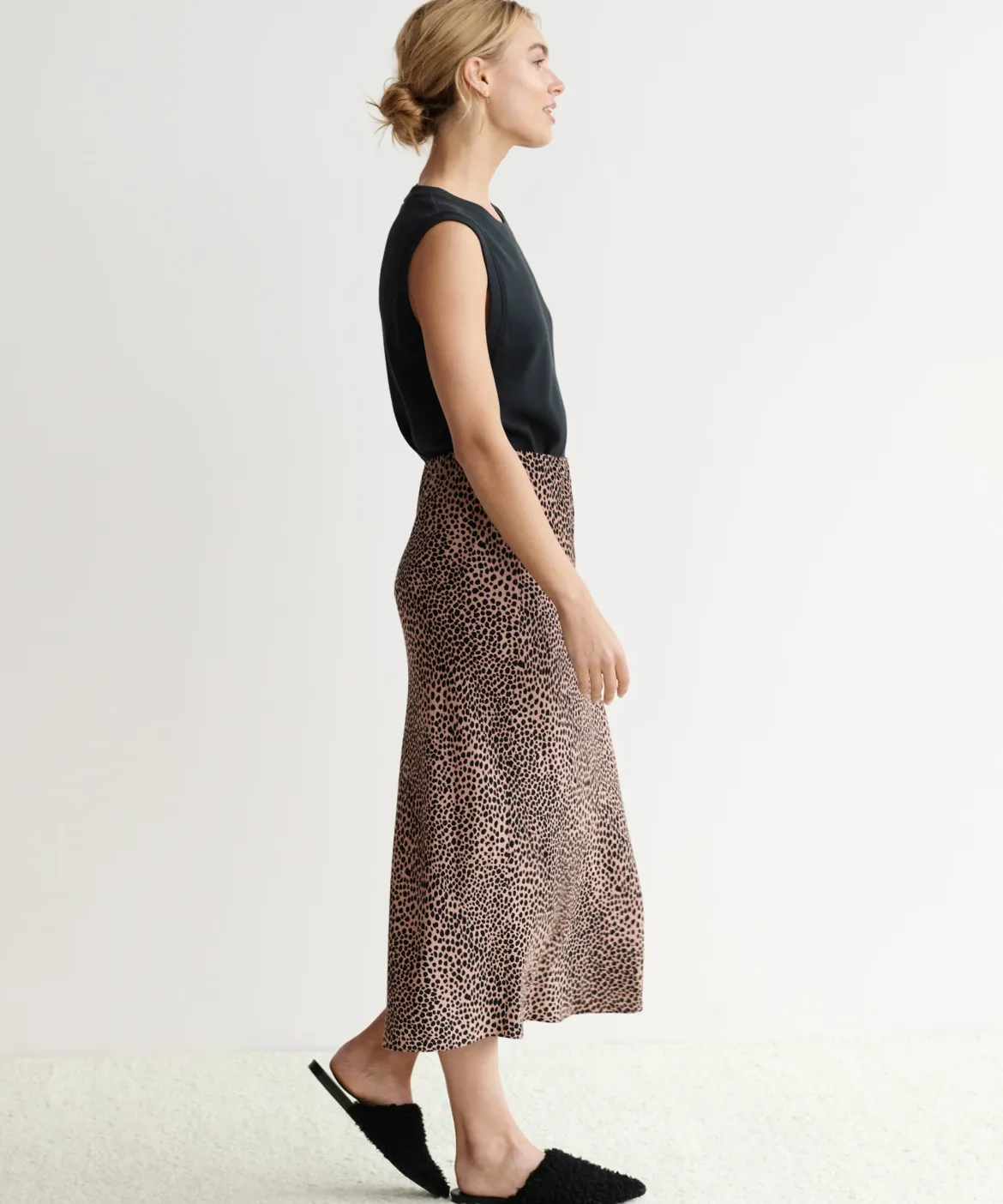 Jenni Kayne Cheetah Slip Skirt Clay Cheetah Clearance