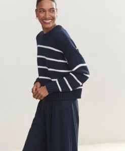 Jenni Kayne Chloe Crewneck Navy/Ivory Stripe New