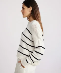 Jenni Kayne Chloe Crewneck Ivory/Black Stripe Online