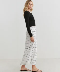 Jenni Kayne Cleo Slip Skirt Ivory Dot New