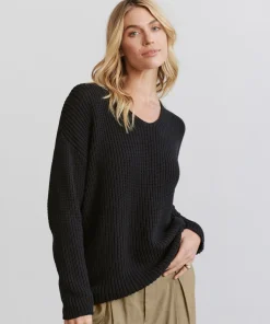 Jenni Kayne Cotton Cabin Sweater Black Discount