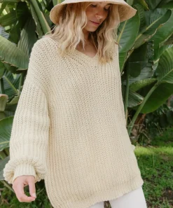 Jenni Kayne Cotton Cabin Sweater Cream Discount