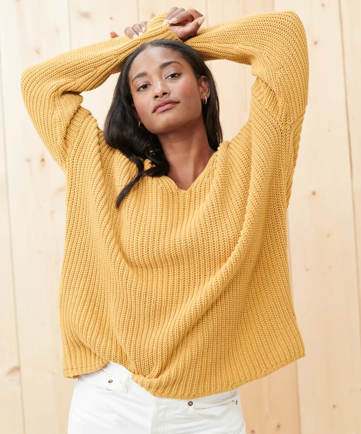 Jenni Kayne Cotton Cabin Sweater Mustard Clearance