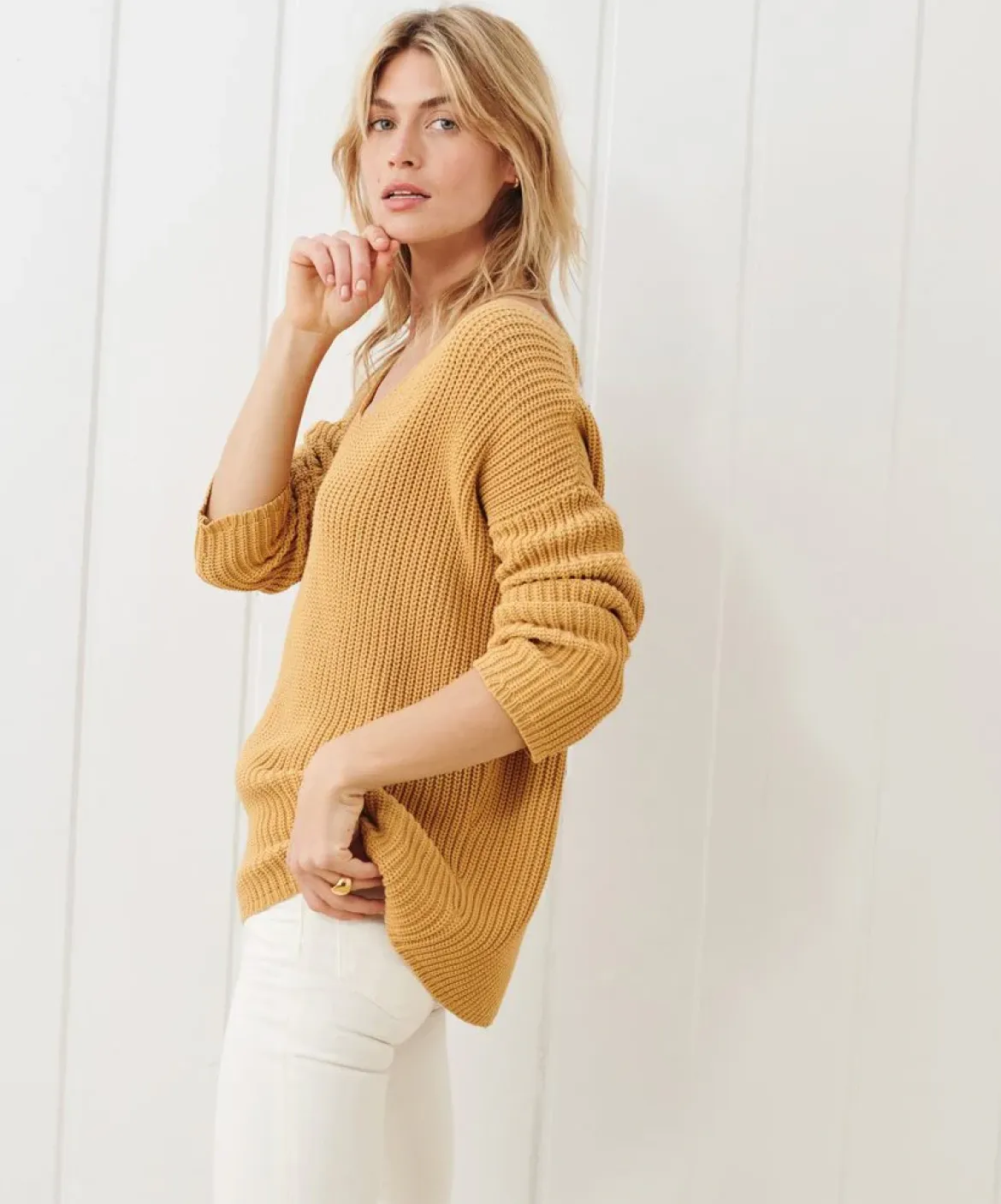 Jenni Kayne Cotton Cabin Sweater Mustard Clearance