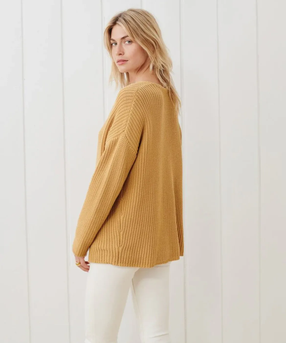 Jenni Kayne Cotton Cabin Sweater Mustard Clearance