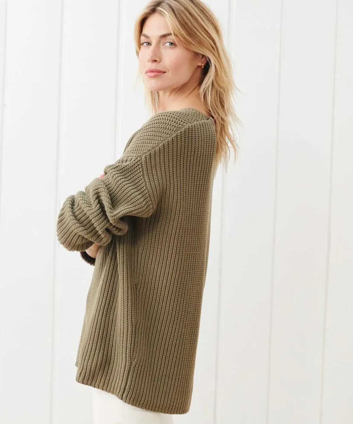 Jenni Kayne Cotton Cabin Sweater Sage New