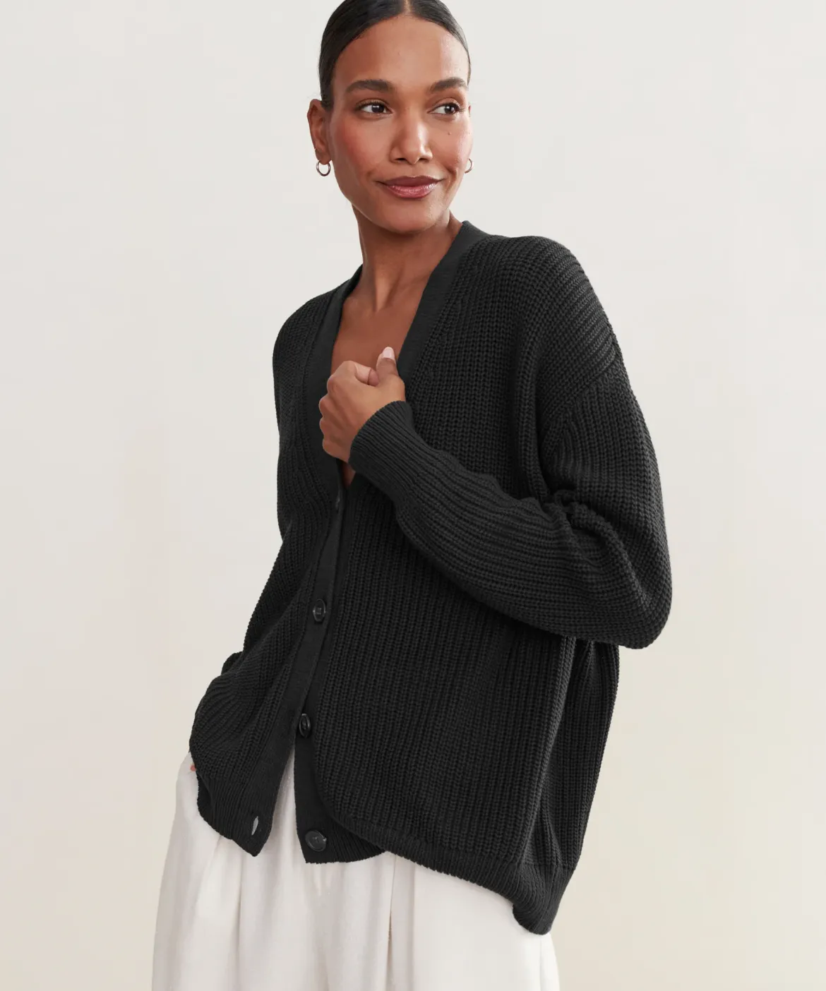 Jenni Kayne Cotton Cocoon Cardigan Black Sale