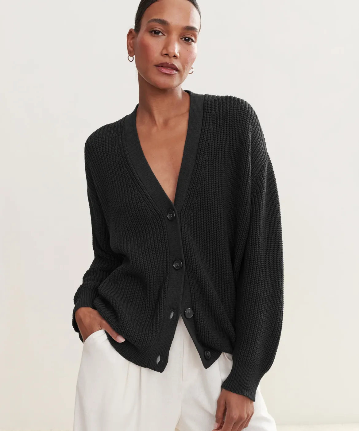 Jenni Kayne Cotton Cocoon Cardigan Black Sale