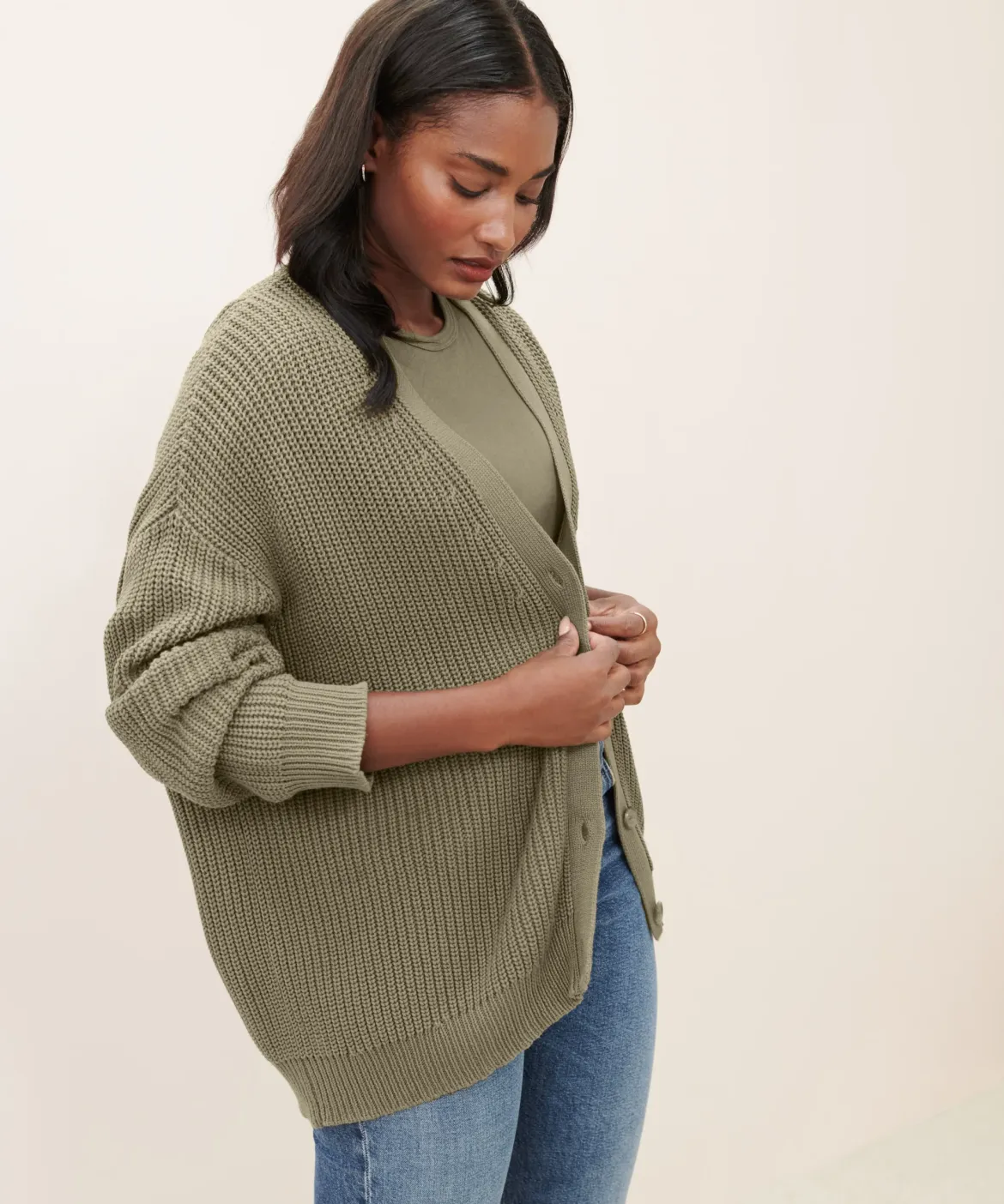 Jenni Kayne Cotton Cocoon Cardigan Sage New