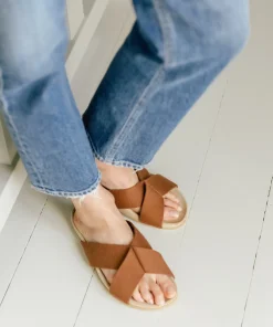 Jenni Kayne Cotton Crossover Sandal Walnut Fashion