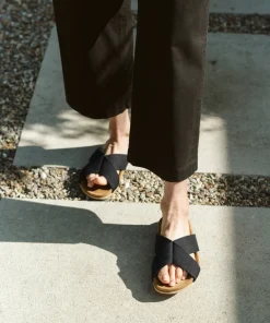 Jenni Kayne Cotton Crossover Sandal Black Hot