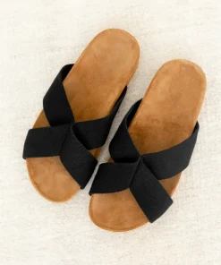 Jenni Kayne Cotton Crossover Sandal Black Hot