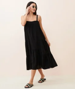 Jenni Kayne Cotton Crossover Sandal Black Stripe New
