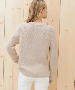 Jenni Kayne Cotton Fisherman Sweater Oatmeal Online