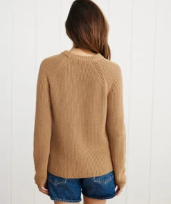 Jenni Kayne Cotton Fisherman Sweater Dark Camel Clearance