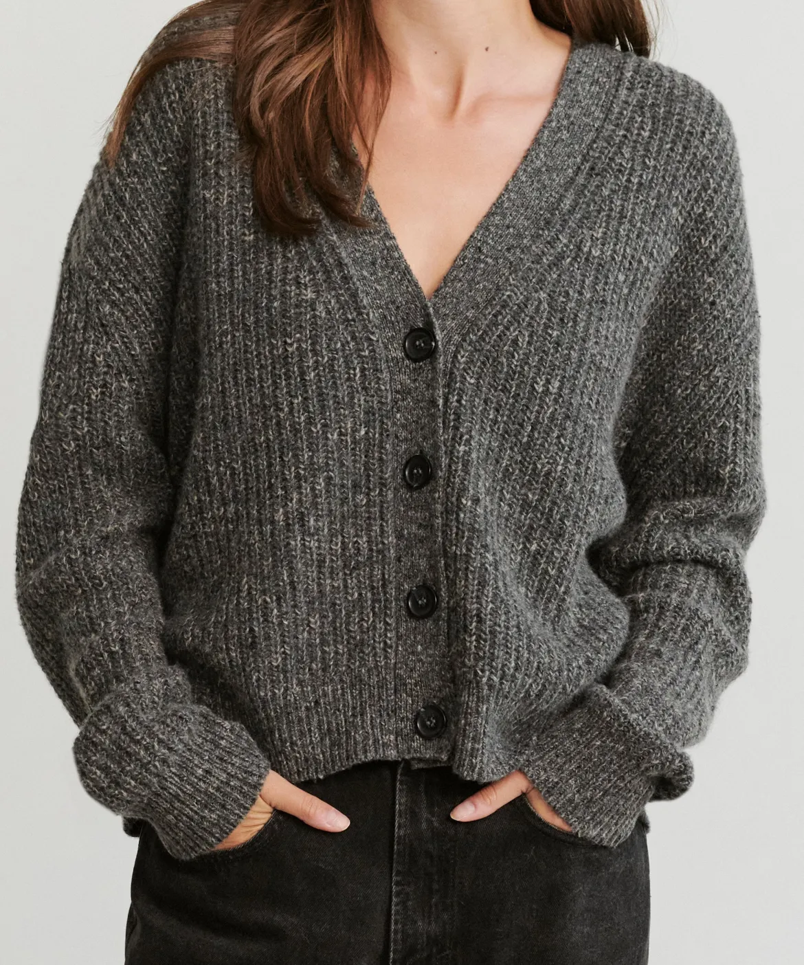Jenni Kayne Cropped Cashmere Cocoon Cardigan Charcoal Sale