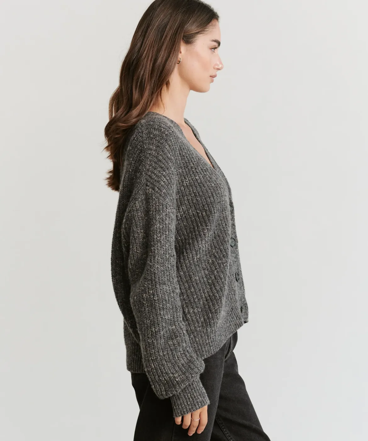 Jenni Kayne Cropped Cashmere Cocoon Cardigan Charcoal Sale