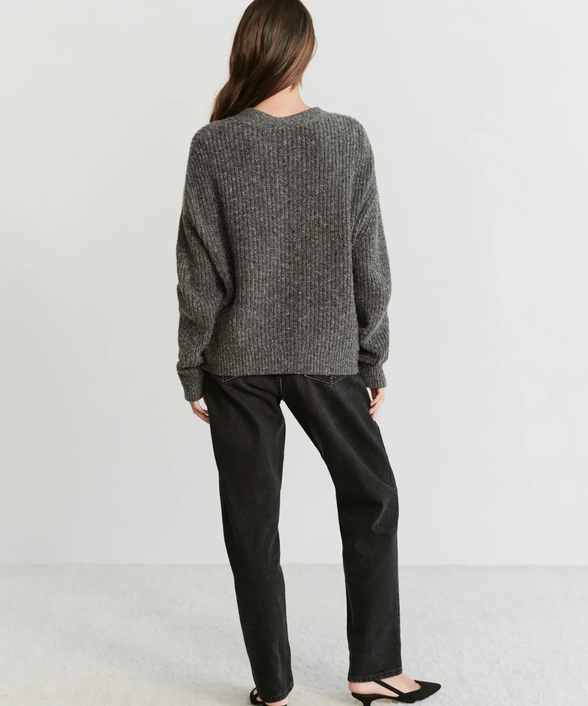 Jenni Kayne Cropped Cashmere Cocoon Cardigan Charcoal Sale