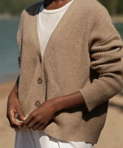 Jenni Kayne Cropped Cashmere Cocoon Cardigan Undyed Stone Best