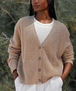 Jenni Kayne Cropped Cashmere Cocoon Cardigan Undyed Stone Best