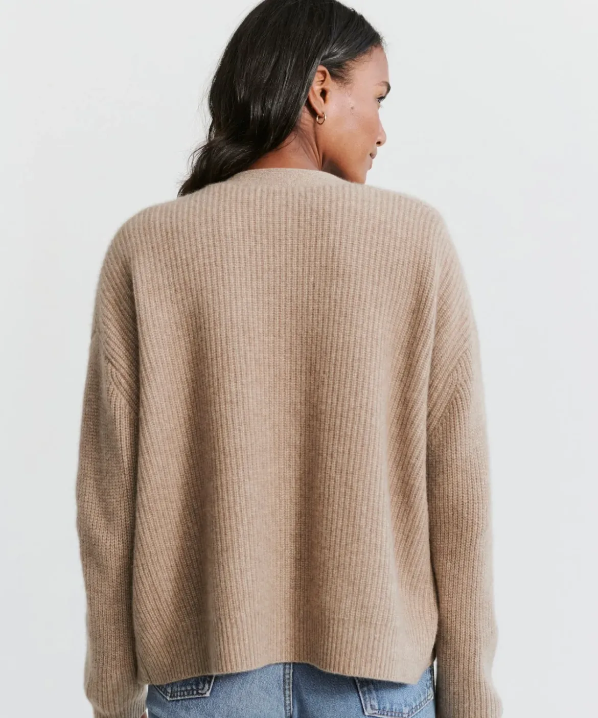 Jenni Kayne Cropped Cashmere Cocoon Cardigan Undyed Stone Best