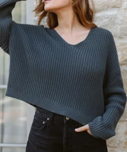 Jenni Kayne Cropped Cotton Cabin Sweater Ink Online