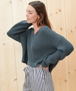 Jenni Kayne Cropped Cotton Cabin Sweater Ink Online