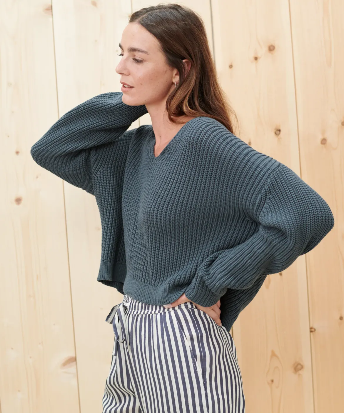 Jenni Kayne Cropped Cotton Cabin Sweater Ink Online