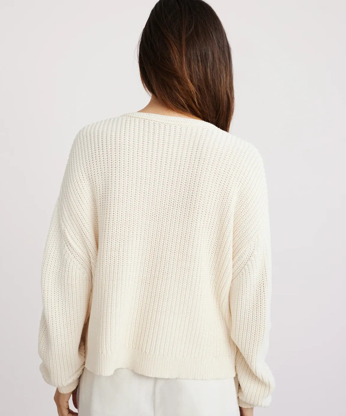 Jenni Kayne Cropped Cotton Cabin Sweater Ivory Best