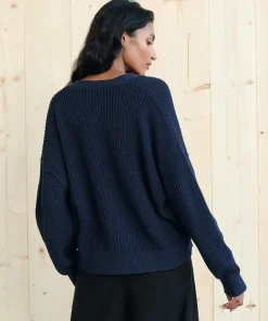 Jenni Kayne Cropped Cotton Cocoon Cardigan Navy Hot