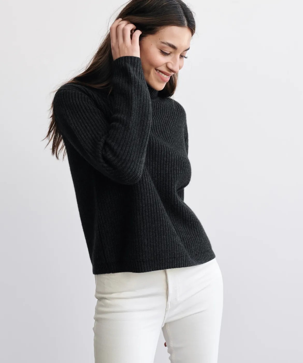 Jenni Kayne Cropped Turtleneck Charcoal Fashion
