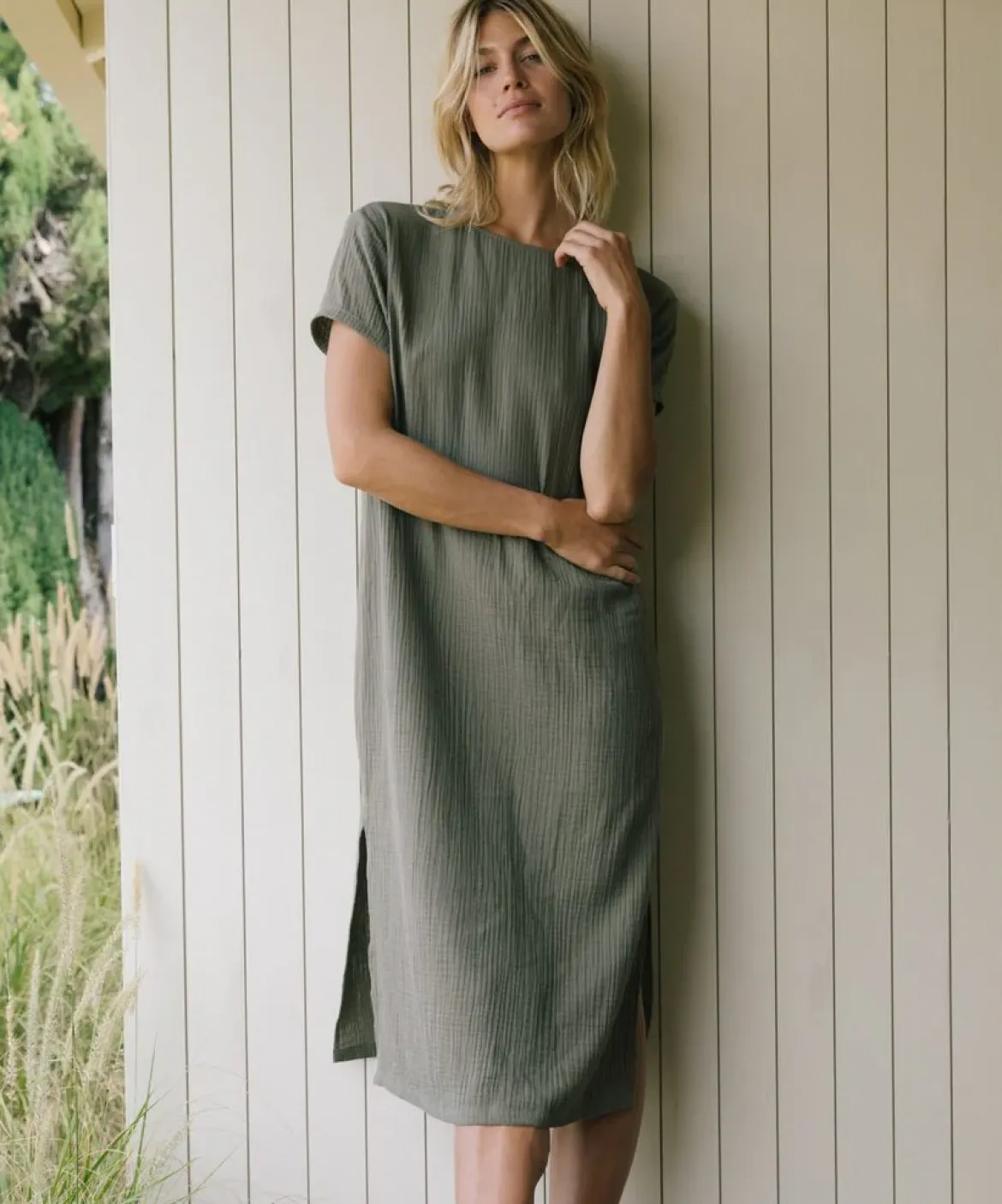 Jenni Kayne Cypress Caftan Dress Sage New