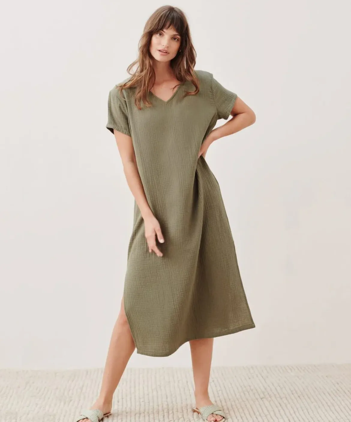 Jenni Kayne Cypress Caftan Dress Sage New