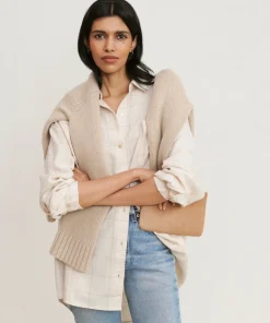 Jenni Kayne Dakota Oversized Flannel Oatmeal Plaid Best
