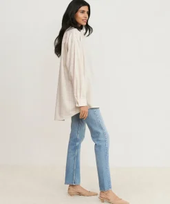 Jenni Kayne Dakota Oversized Flannel Oatmeal Plaid Best