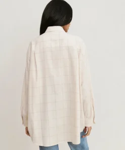 Jenni Kayne Dakota Oversized Flannel Oatmeal Plaid Best