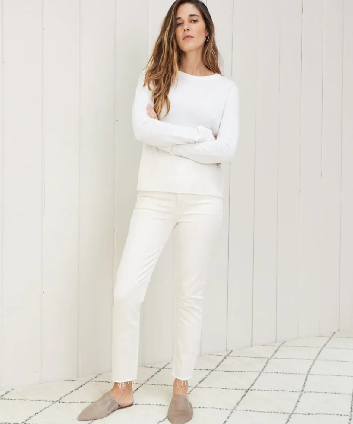 Jenni Kayne Everyday Slim Crewneck Ivory Discount