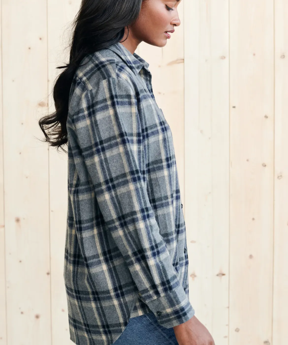 Jenni Kayne Flannel Boyfriend Shirt Grey Plaid Online