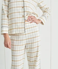 Jenni Kayne Flannel Pajama Pant Ivory Plaid Hot