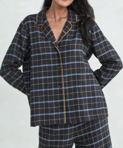 Jenni Kayne Flannel Pajama Top Navy Plaid Best