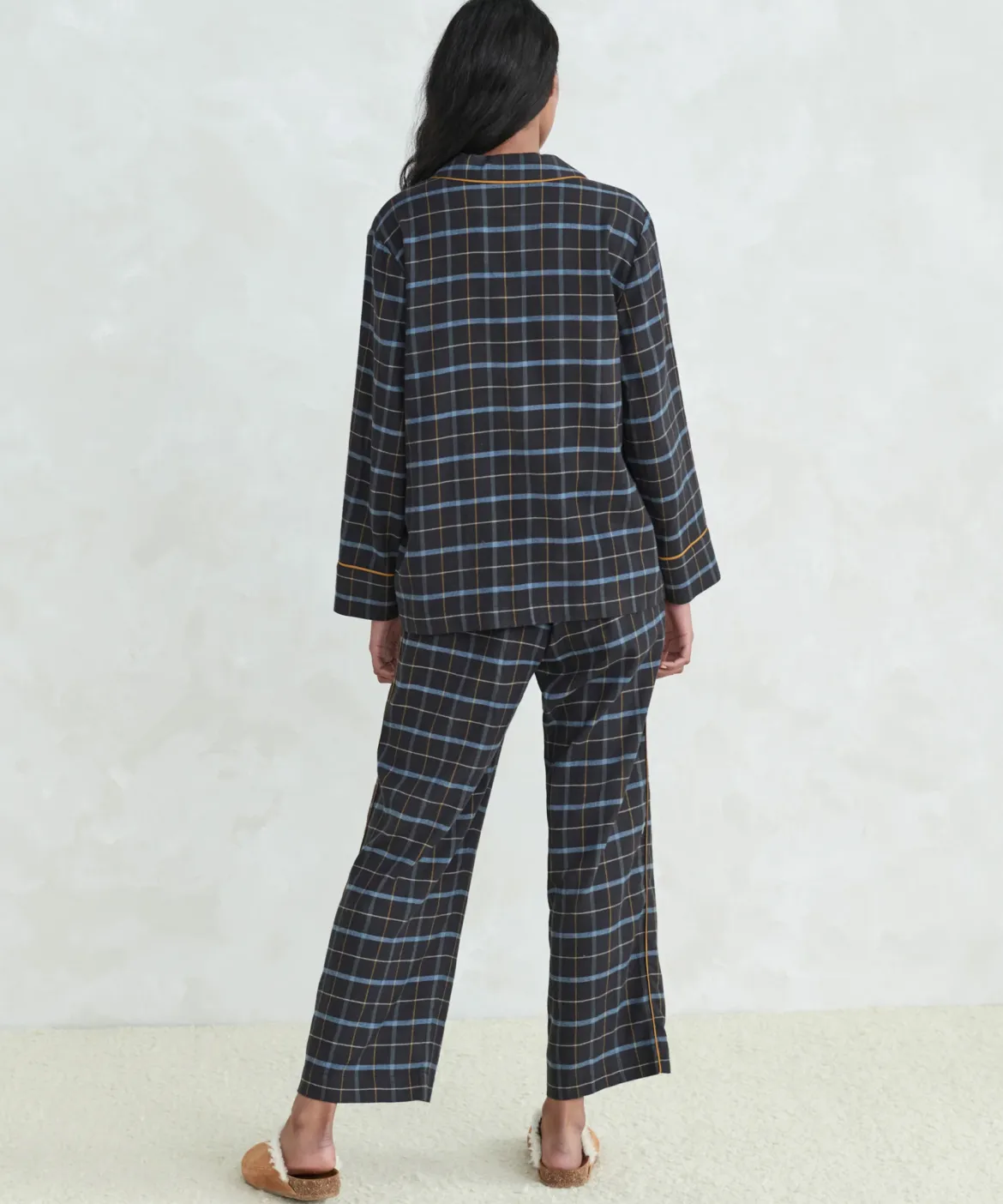 Jenni Kayne Flannel Pajama Top Navy Plaid Best