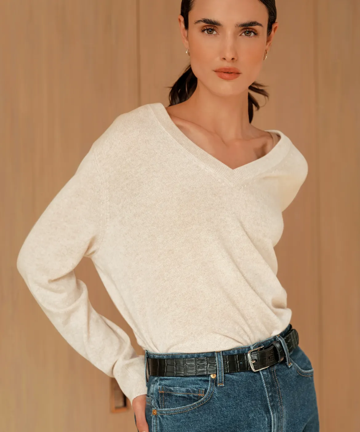Jenni Kayne Flynn Cashmere Sweater Oatmeal Outlet