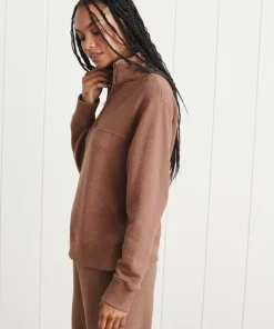Jenni Kayne Half Zip Sweatshirt Cinnamon Hot