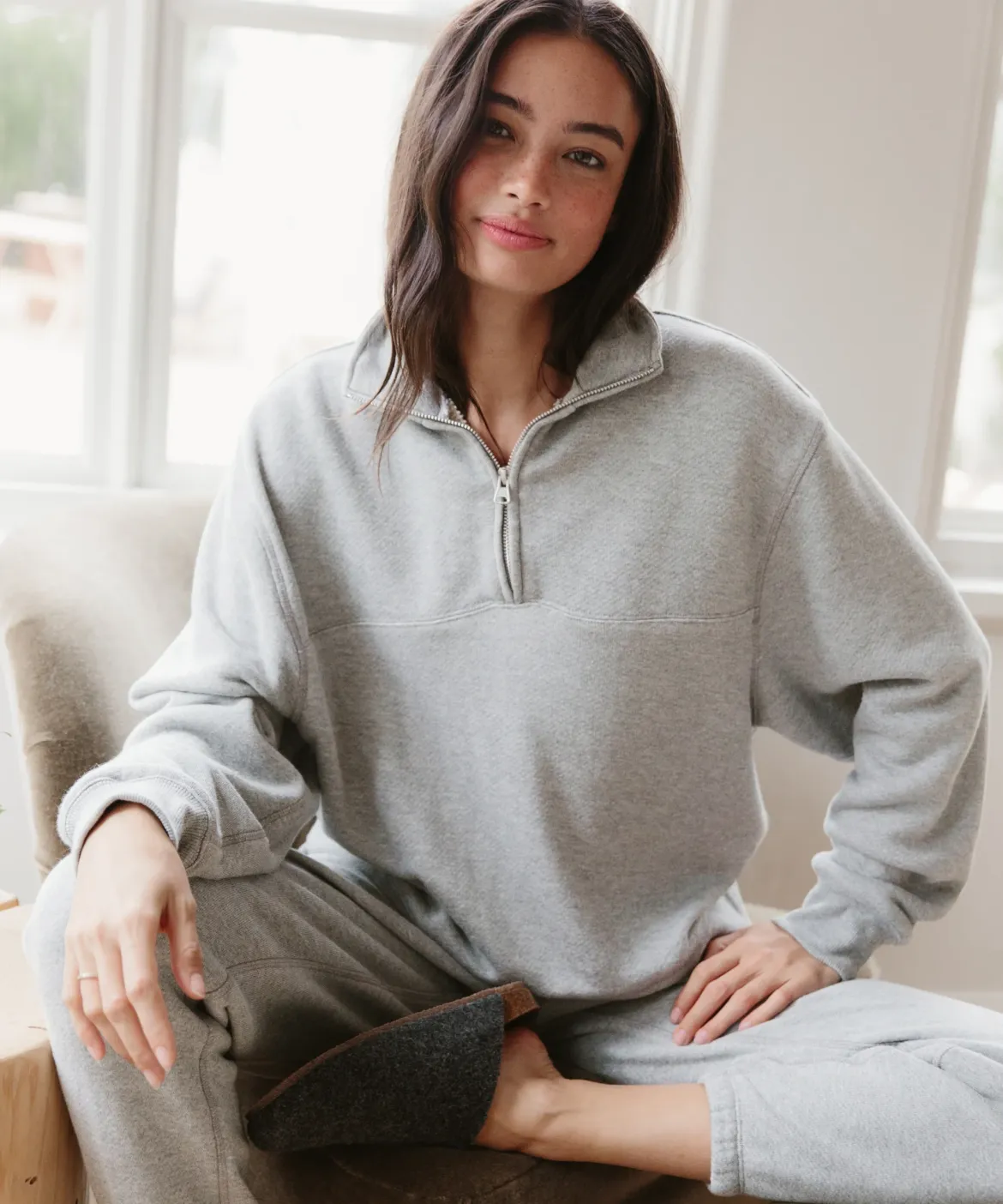 Jenni Kayne Half Zip Sweatshirt Grey Online