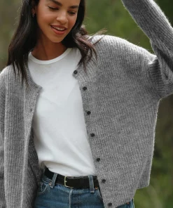 Jenni Kayne Hayes Crewneck Cardigan Grey Online