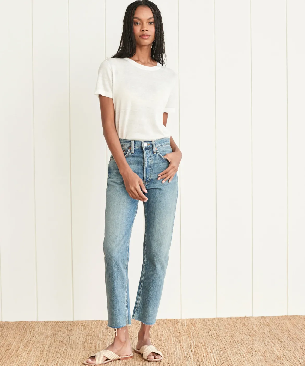 Jenni Kayne High Rise Stove Pipe Jean Medium Vain New