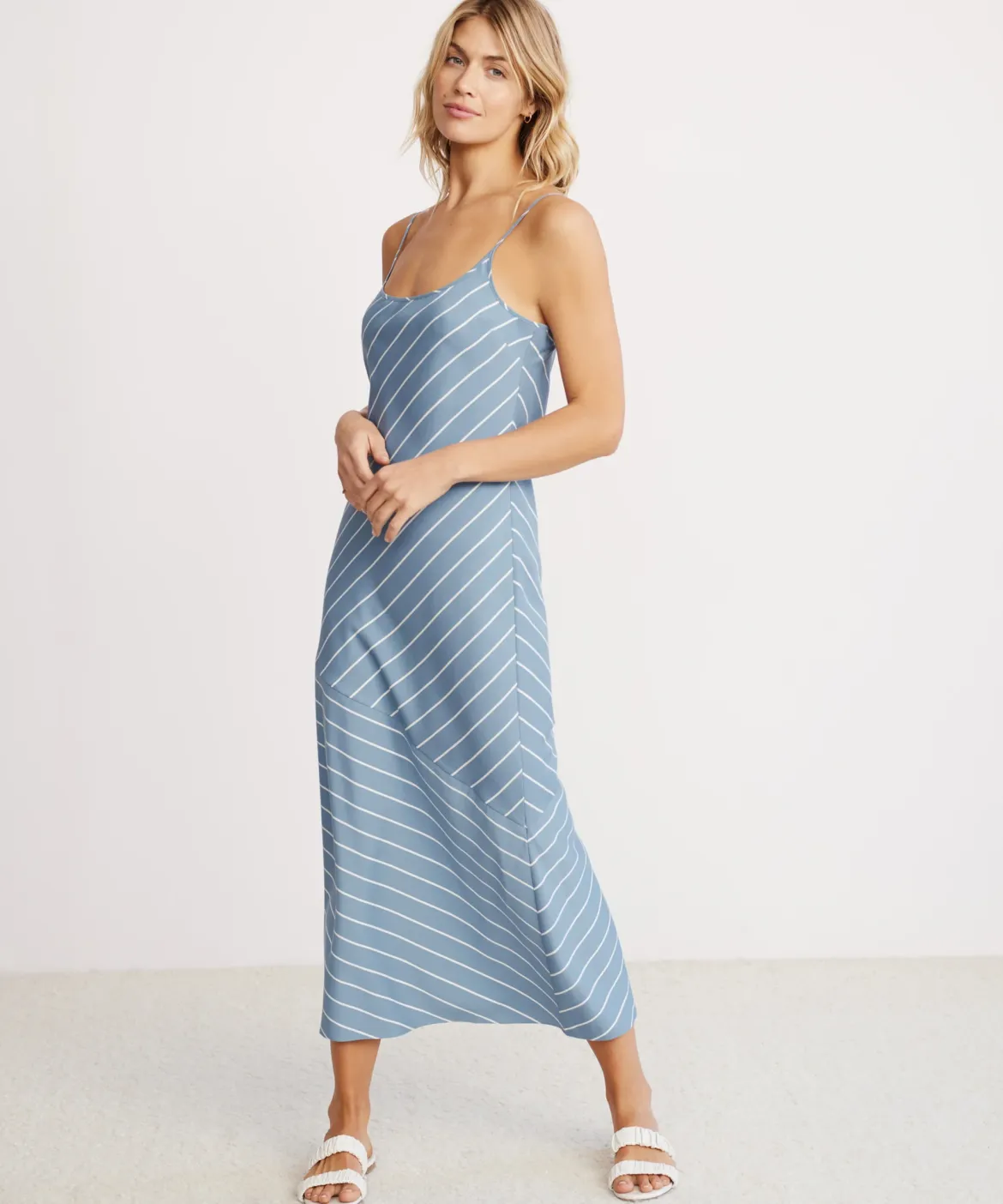 Jenni Kayne Kendall Slip Dress Vintage Blue Stripe Outlet