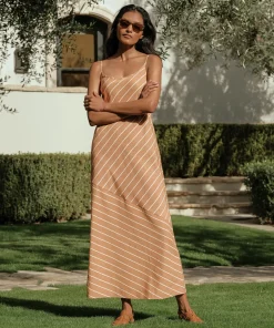 Jenni Kayne Kendall Slip Dress Terracotta Stripe Clearance