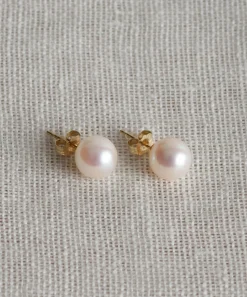 Jenni Kayne Large Loren Pearl Studs Gold Fashion