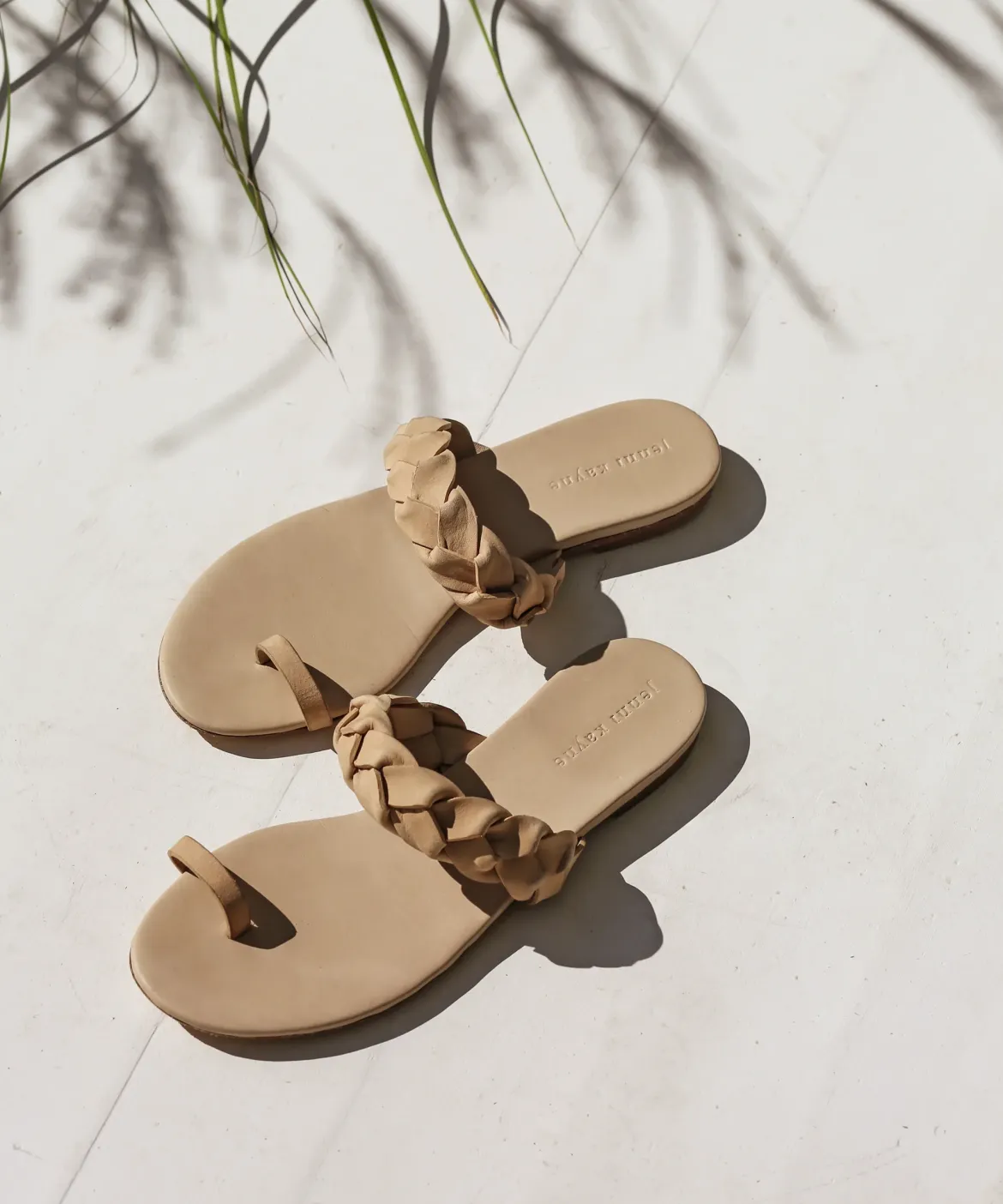 Jenni Kayne Leather Braided Strap Sandal Natural New